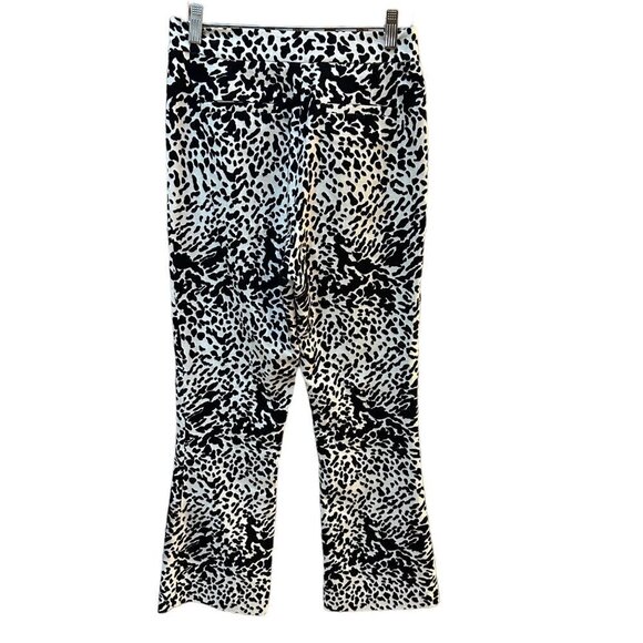 Tibi Animal Print Black &‎ White Straight Leg Flare Stretch Pants Career Size 0 - Picture 3 of 6